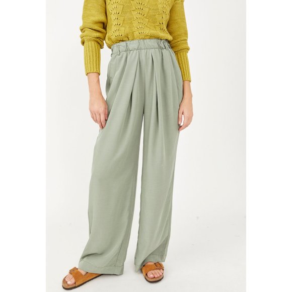 FREE PEOPLE Nothin To Say Pleated Trousers / Seagrass - Picture 5 of 10